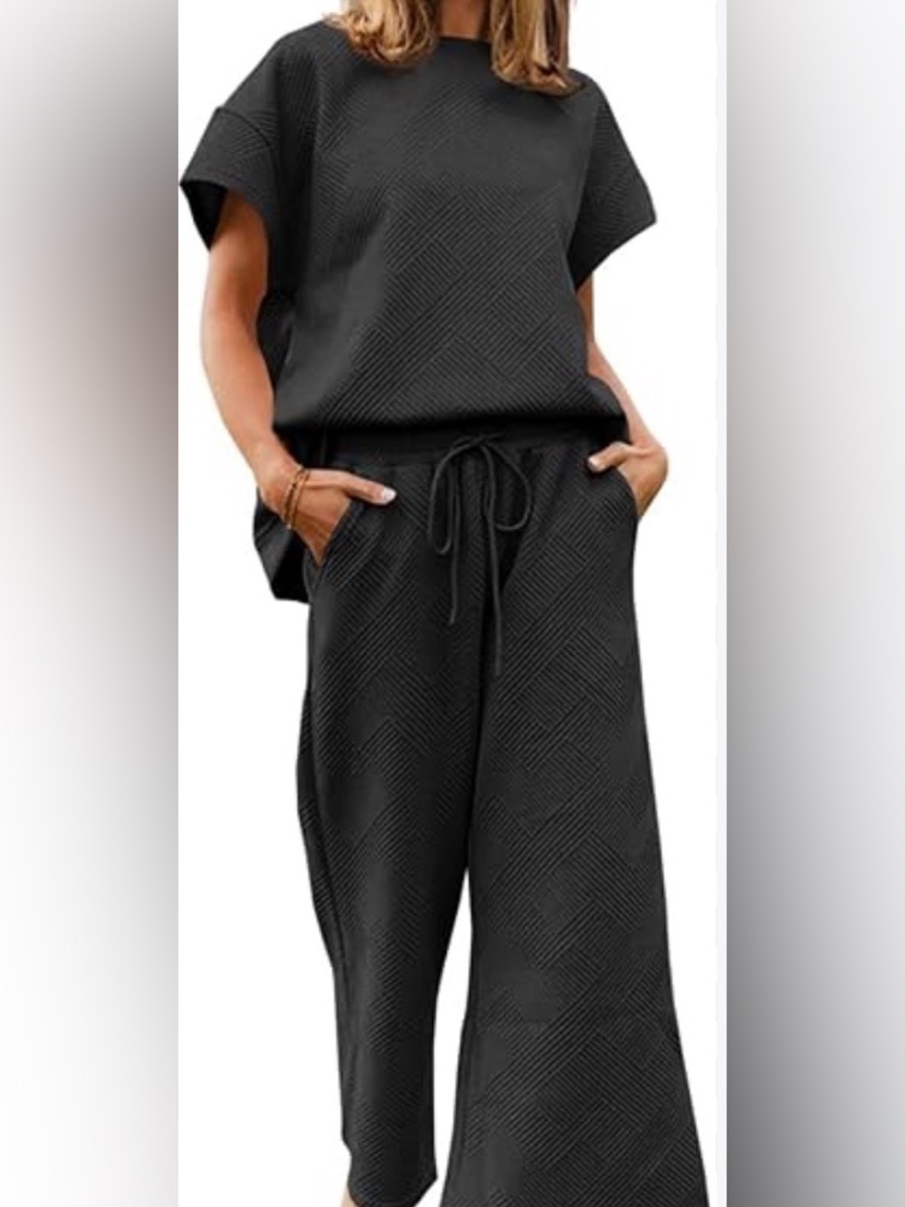 Relaxed Wide-Leg two piece set - Black
